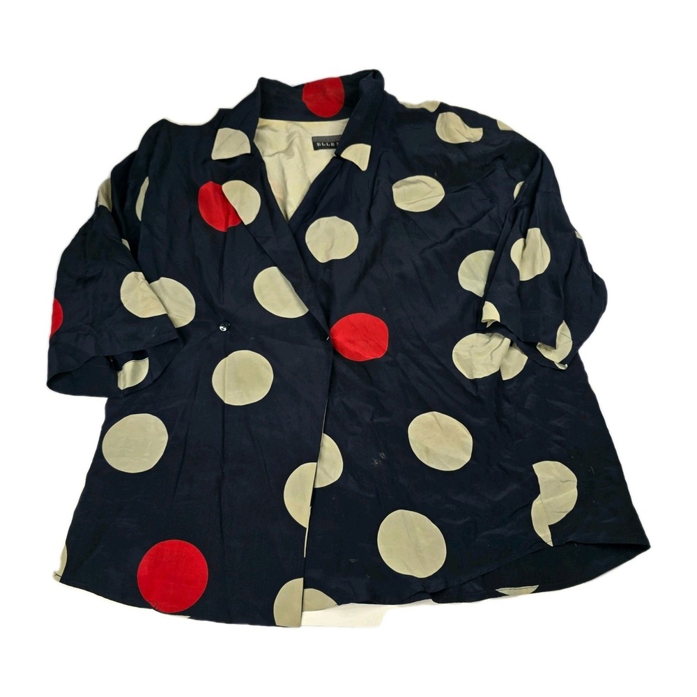 Ellen Tracy Linda Allard Silk Polka Dot Blazer Jacket Black Red Ivory‎